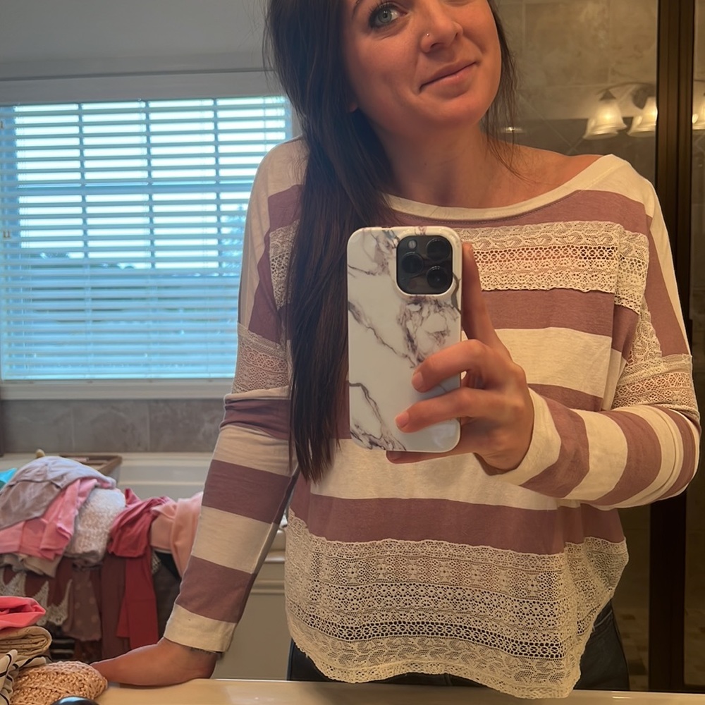 Kirra Long Sleeve with Lace Stripes - Size Medium